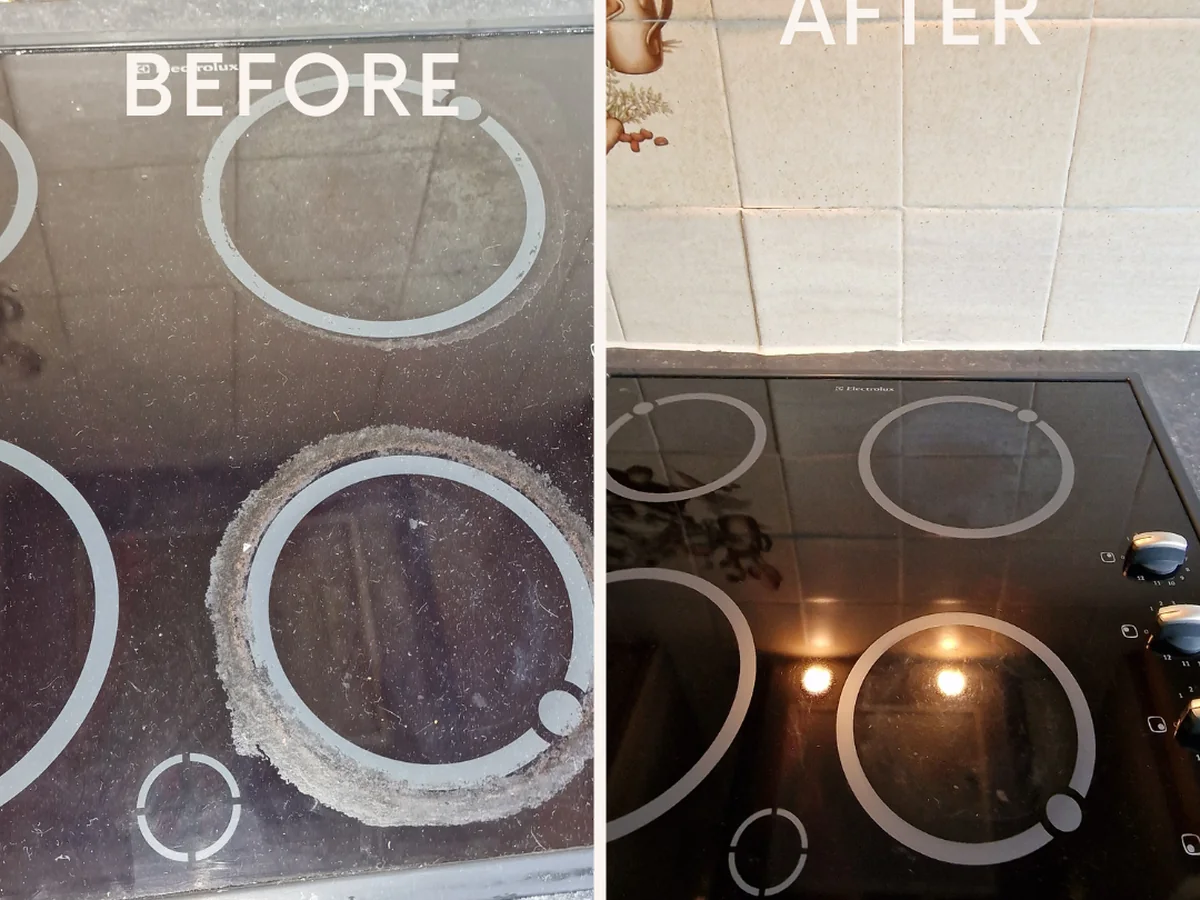 Kitchen hob cleaning before and after in Dublin