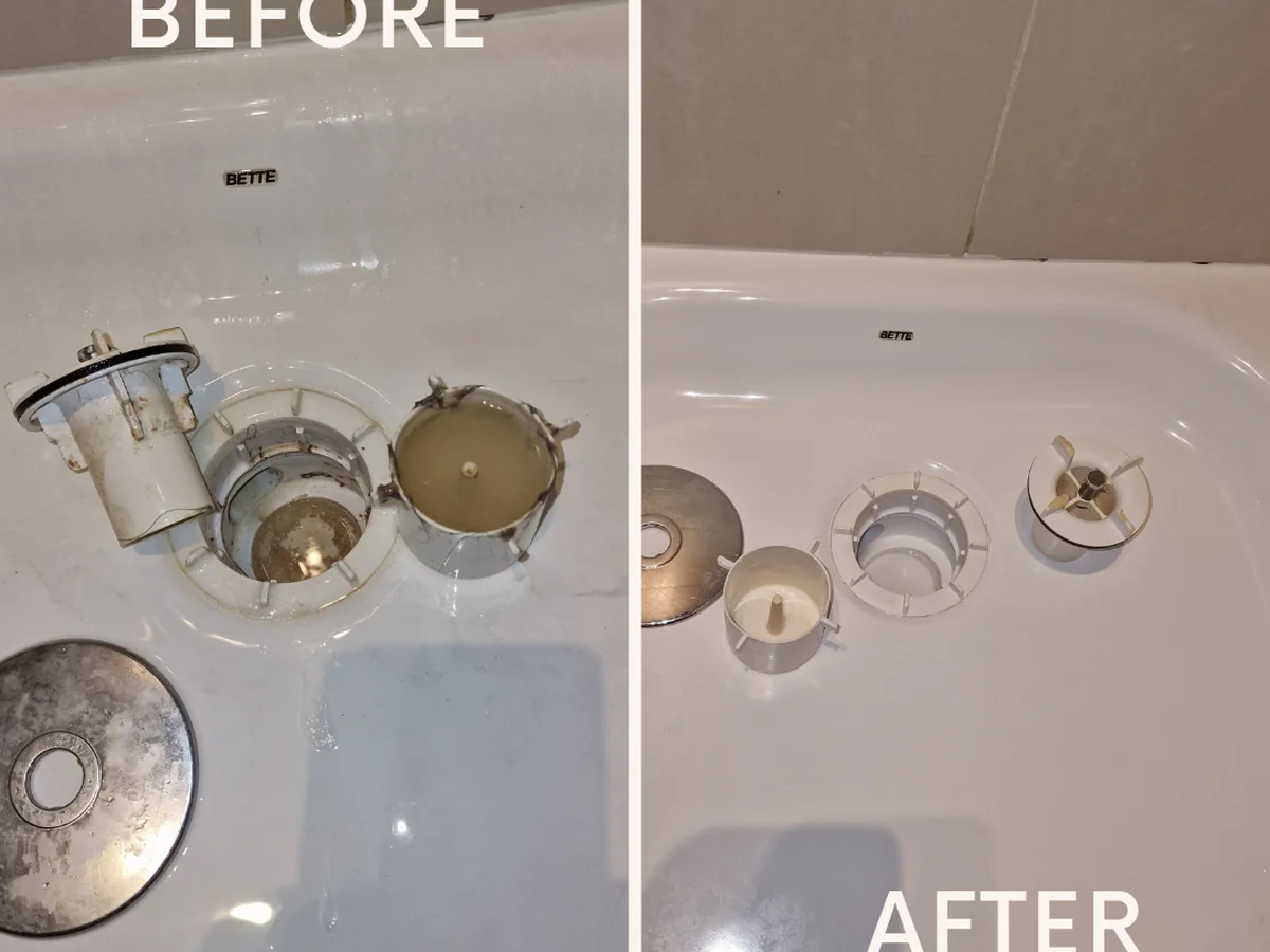 Shower drain cleaning result